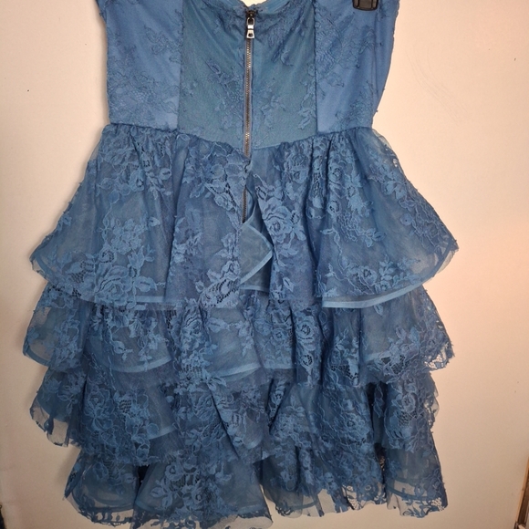 Alice And Olivia Periwinkle Blue Lace Ruffle Bustier Dress Size 4 - Picture 5 of 10